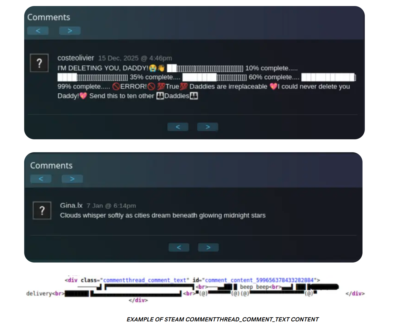 Steam profile malware uses invisible Unicode to hijack 2k sites