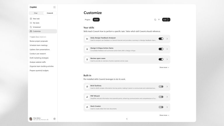 Microsoft Copilot Cowork agentic AI system dashboard and features