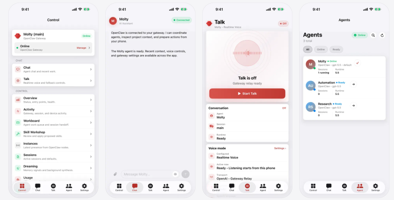 OpenClaw app bringing agentic AI to iOS and Android with deep device permissions for an AI agent assistant