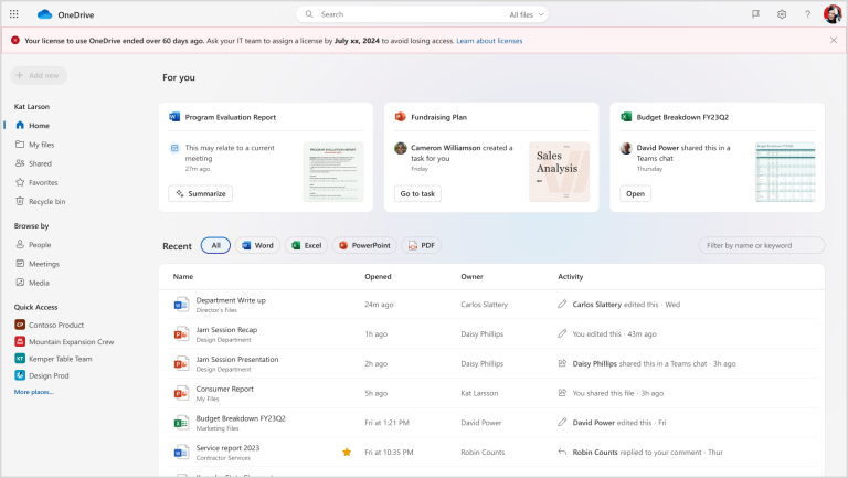 OneDrive data retention policy