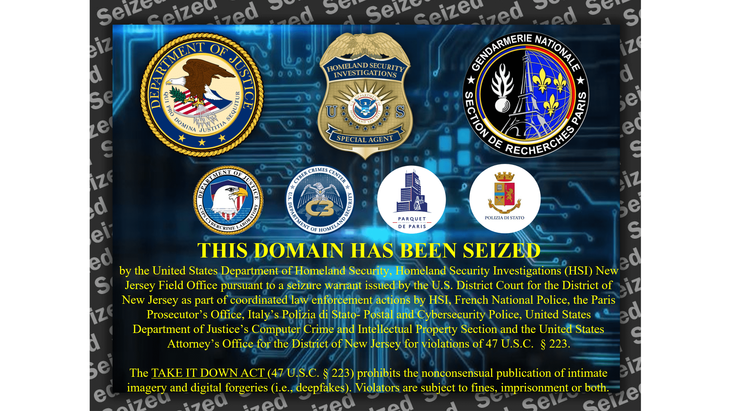 seizing deepfake porn websites TAKE IT DOWN Act