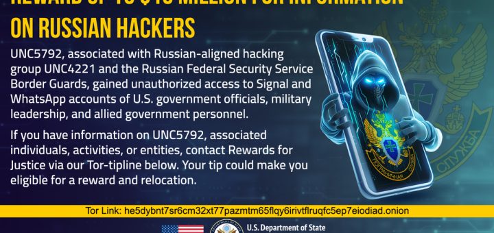 UNC5792 Rewards for Justice $10 million reward Russian Signal phishing group