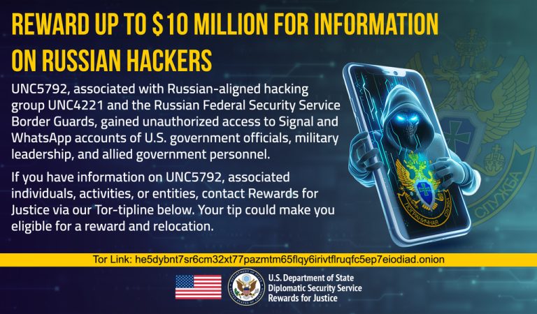 UNC5792 Rewards for Justice $10 million reward Russian Signal phishing group