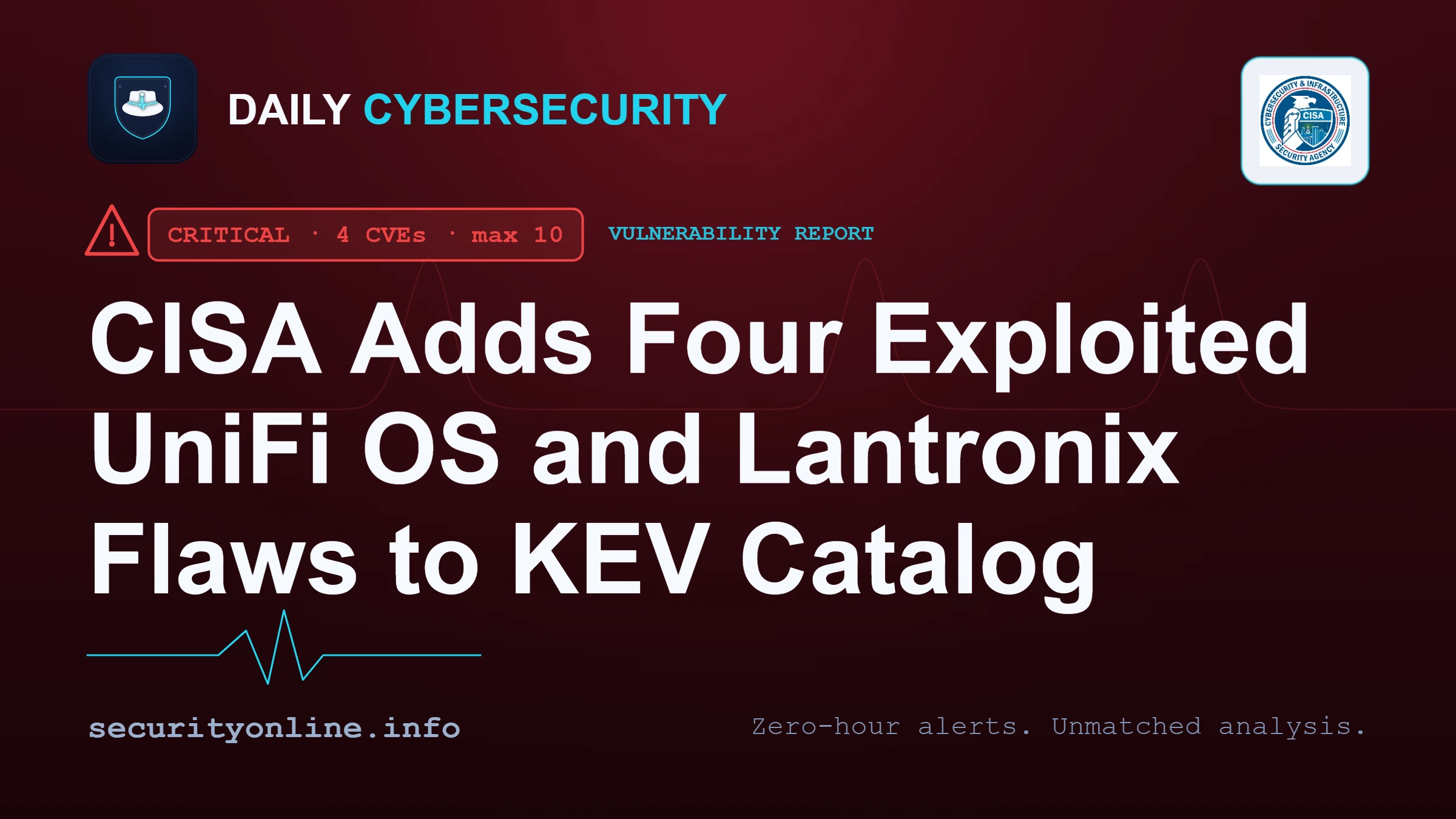 CISA Adds Four Exploited UniFi OS and Lantronix Flaws to KEV Catalog