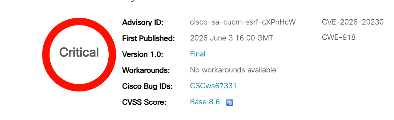 Cisco Unified CM SSRF flaw exposes systems to remote takeover