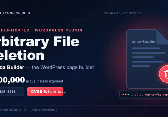 Avada Builder vulnerability CVE-2026-8713 unauthenticated arbitrary file deletion in WordPress