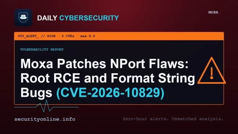 Moxa NPort vulnerability CVE-2026-10829 stack buffer overflow in serial device server