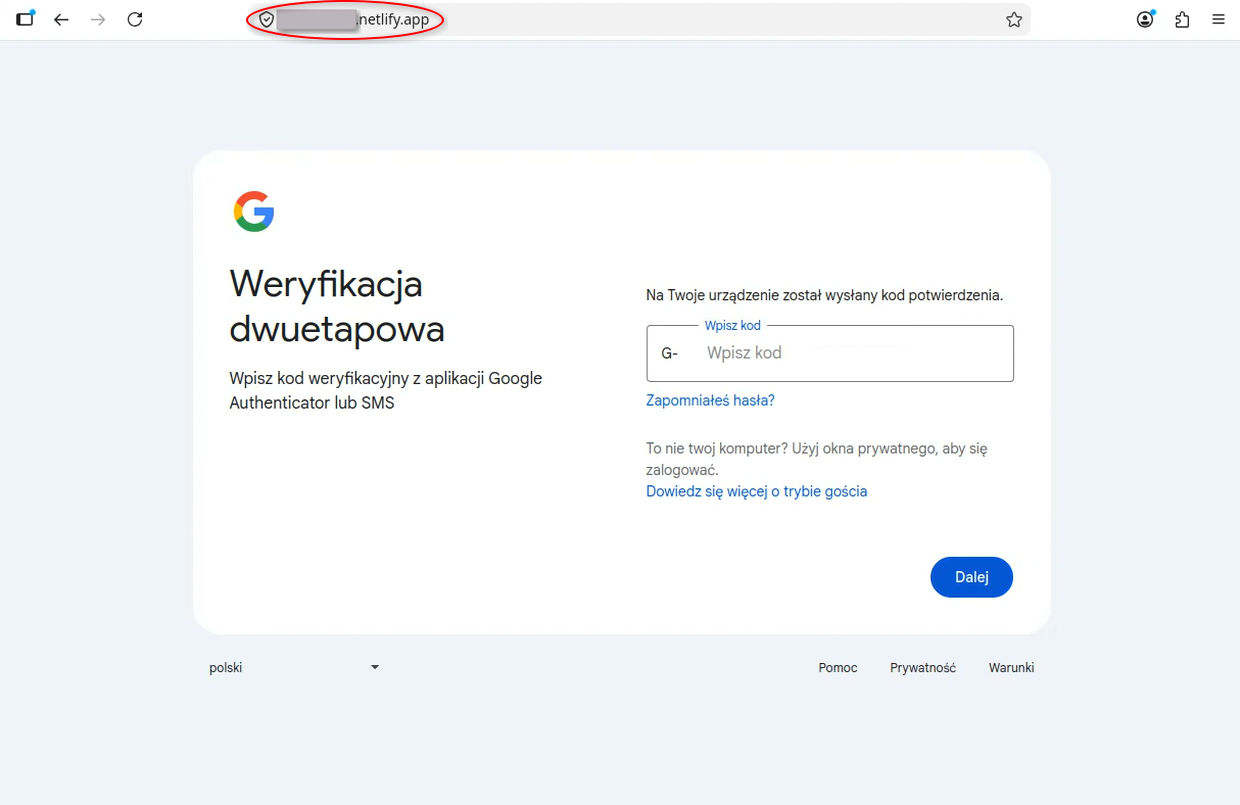 UNC1151 Gmail phishing fake Google login page stealing 2FA codes by Ghostwriter
