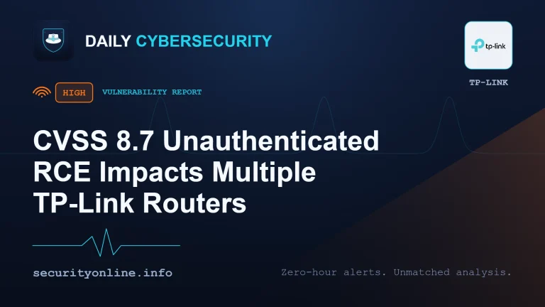 TP-Link router command injection diagram showing CVE-2026-11834 and DHCP option vulnerability exploit path.