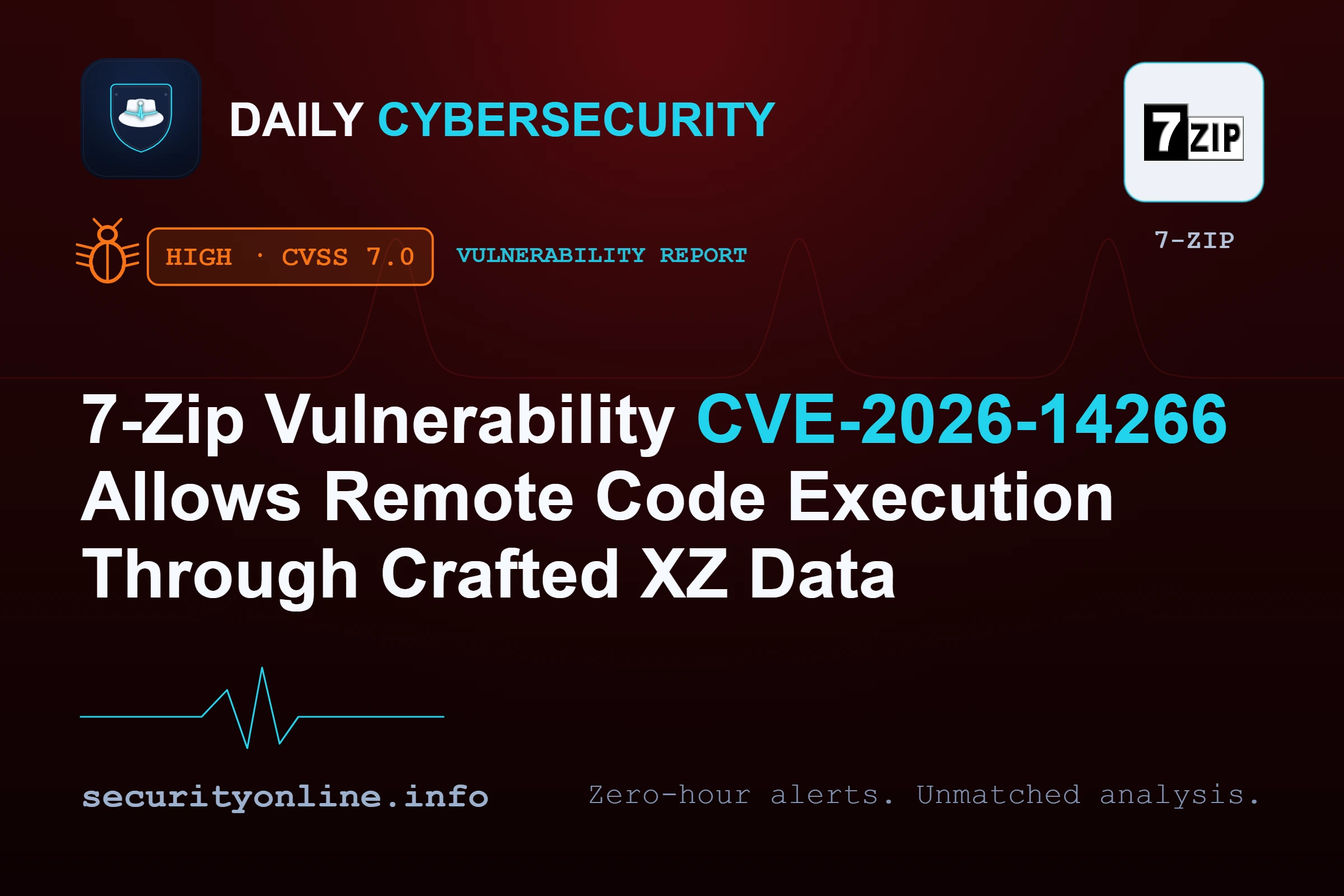 7-Zip vulnerability CVE-2026-14266 XZ decompression heap buffer overflow remote code execution