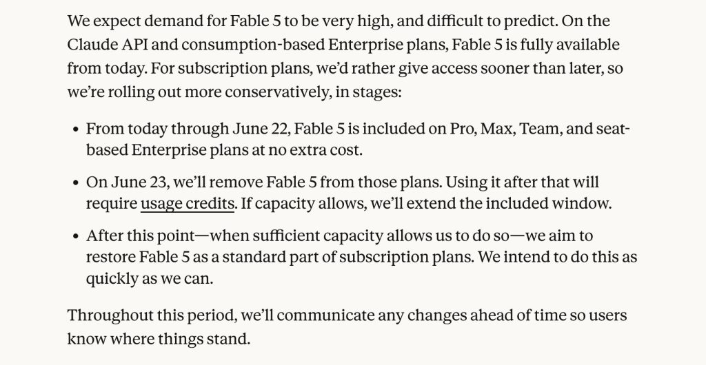 Claude Fable 5 subscription model and credit purchase prompt interface