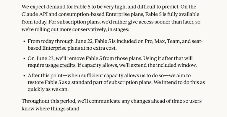 Claude Fable 5 subscription model and credit purchase prompt interface