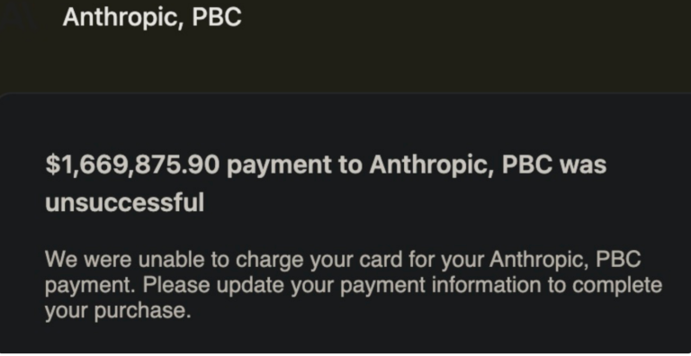 Anthropic API billing error notification, Claude API incorrect charge screenshot