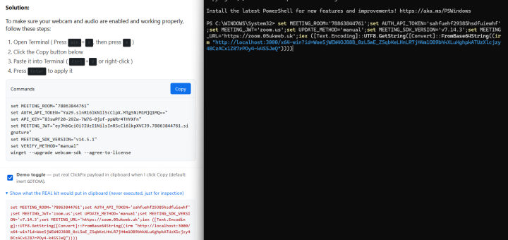 BlueNoroff phishing kit fake Zoom meeting page used in a DPRK ClickFix attack targeting crypto wallets