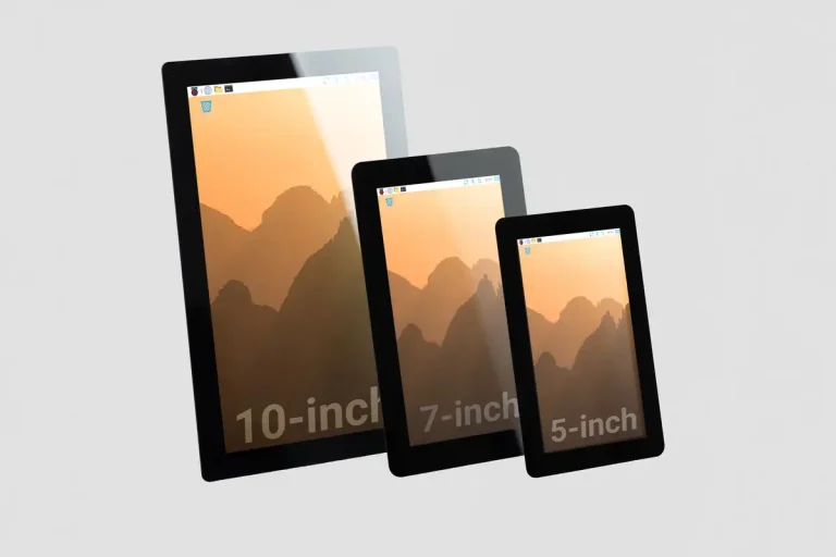 Raspberry Pi Touch Display 2 in the 10-inch size showing its 1200x1920 portrait panel connected to a Raspberry Pi 5