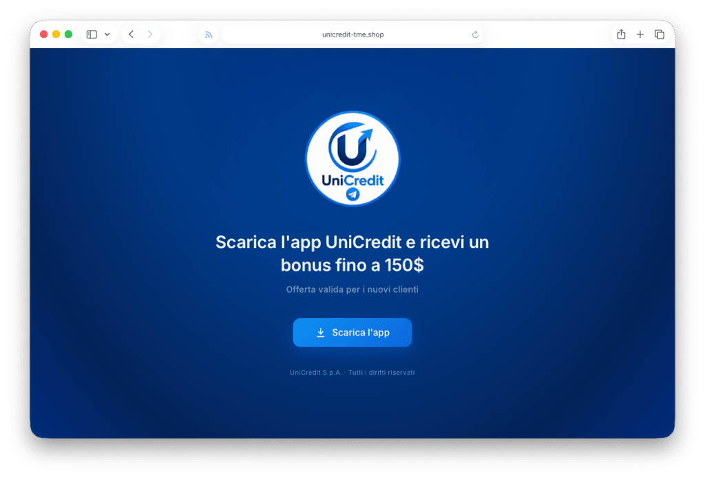 Albiriox malware Android banking trojan spread via fake UniCredit banking rewards and Telegram bot