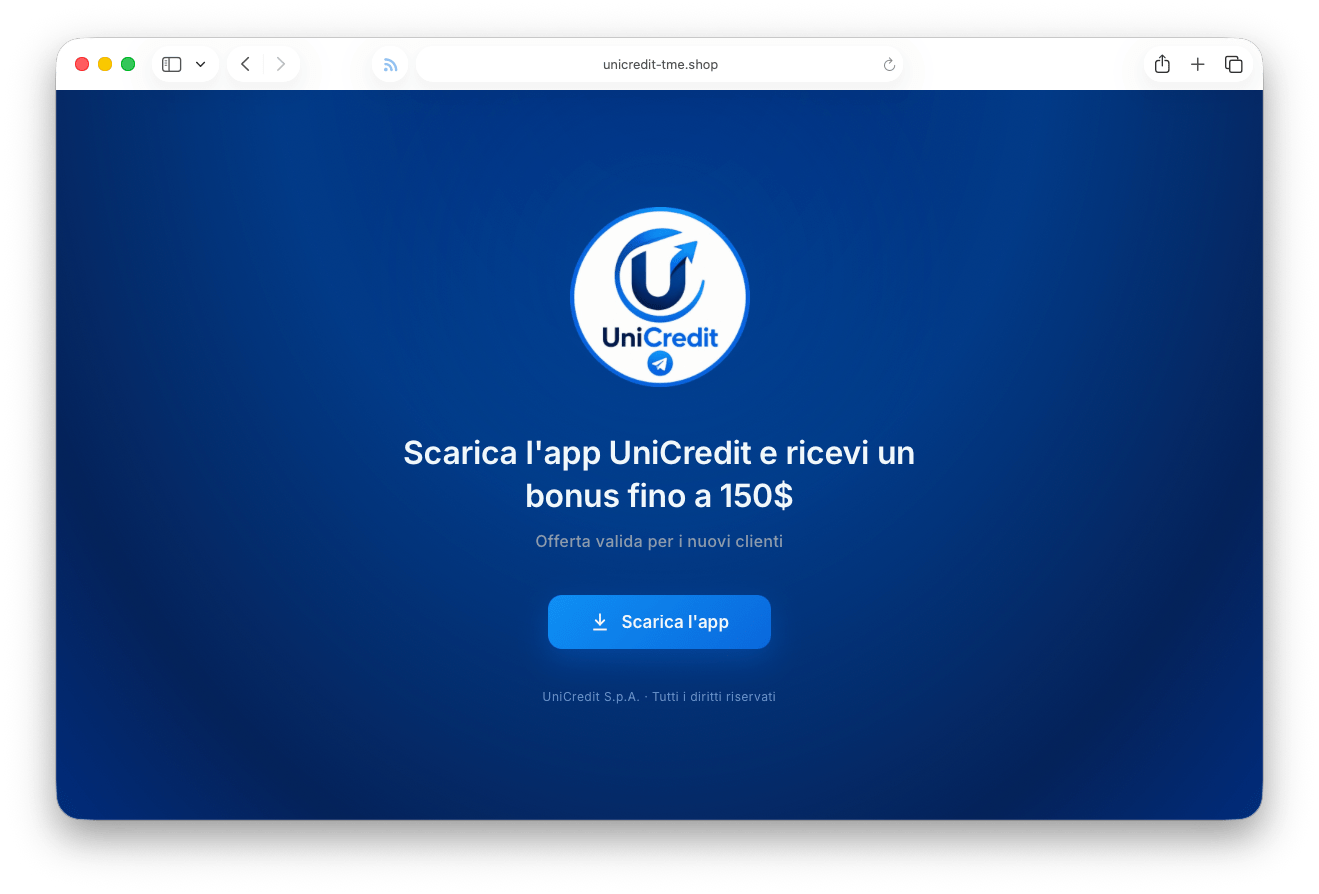 Albiriox malware Android banking trojan spread via fake UniCredit banking rewards and Telegram bot