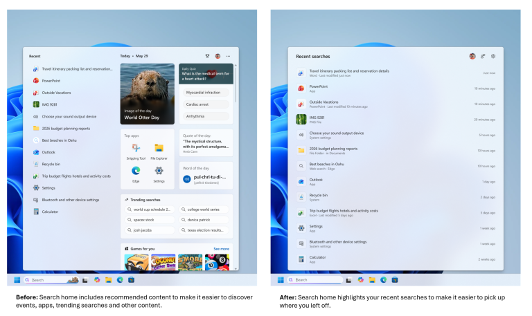 Windows search box improvements and refined Windows Search settings in Windows 11