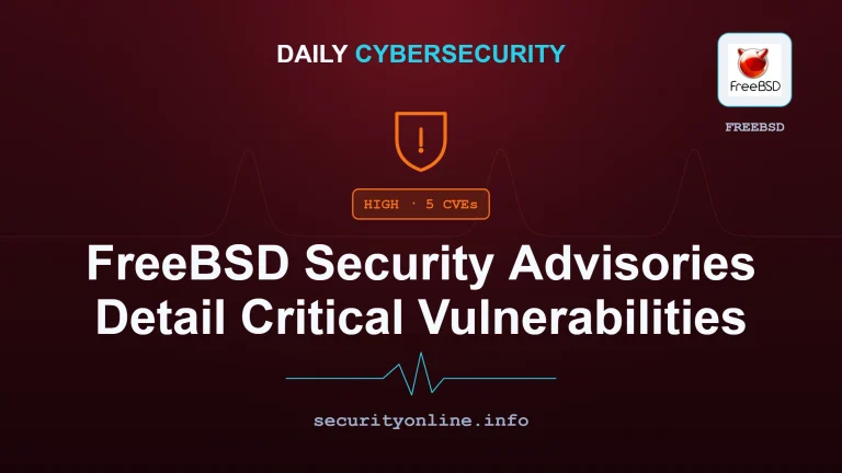 Diagram of system vulnerabilities detailed in FreeBSD security advisories including CVE-2026-49420, CVE-2026-49429, and CVE-2026-49422