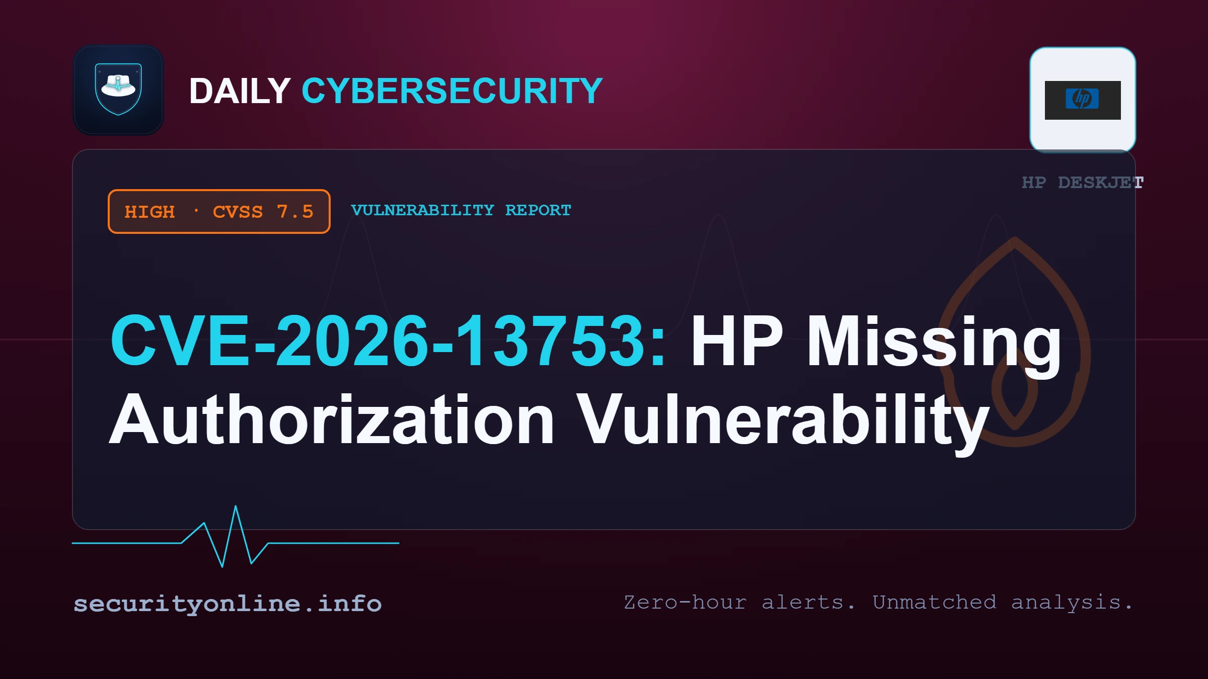 CVE-2026-13753 exposes HP Deskjet 2800 WiFi Direct, SNMP data