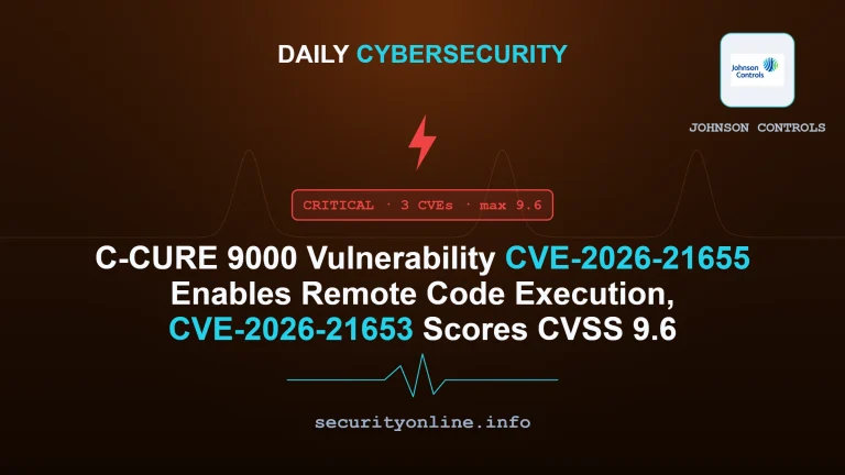 C-CURE 9000 vulnerability CVE-2026-21655 remote code execution and CVE-2026-21653 CVSS 9.6 SSRF flaw in Johnson Controls victor application server