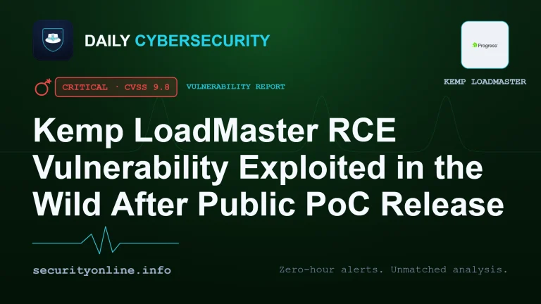 Kemp LoadMaster RCE vulnerability CVE-2026-8037 warning graphic