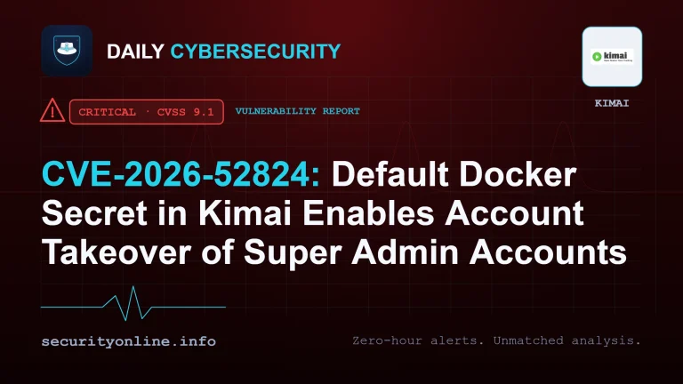 Kimai vulnerability CVE-2026-52824 account takeover via default Docker APP_SECRET