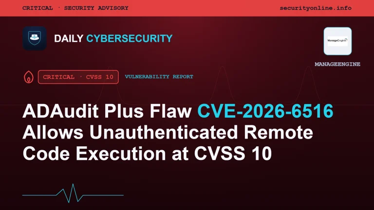 ADAudit Plus vulnerability CVE-2026-6516 enabling unauthenticated remote code execution on Active Directory audit servers