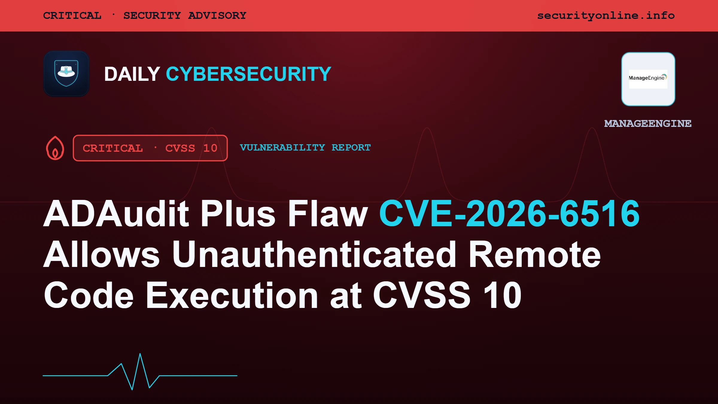 ADAudit Plus Flaw CVE-2026-6516 Allows Unauthenticated Remote Code Execution at CVSS 10