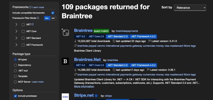 Braintree NuGet typosquat credit card skimmer stealing payment data and merchant API keys