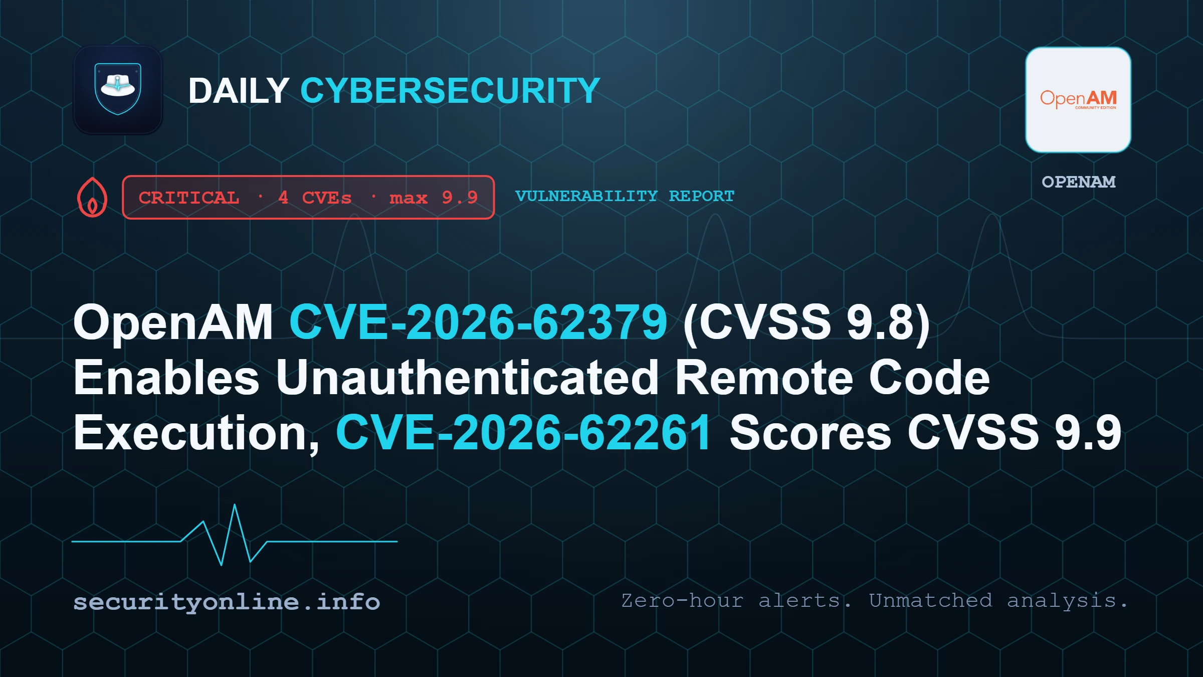 OpenAM CVE-2026-62379 (CVSS 9.8) Enables Unauthenticated Remote Code Execution, CVE-2026-62261 Scores CVSS 9.9