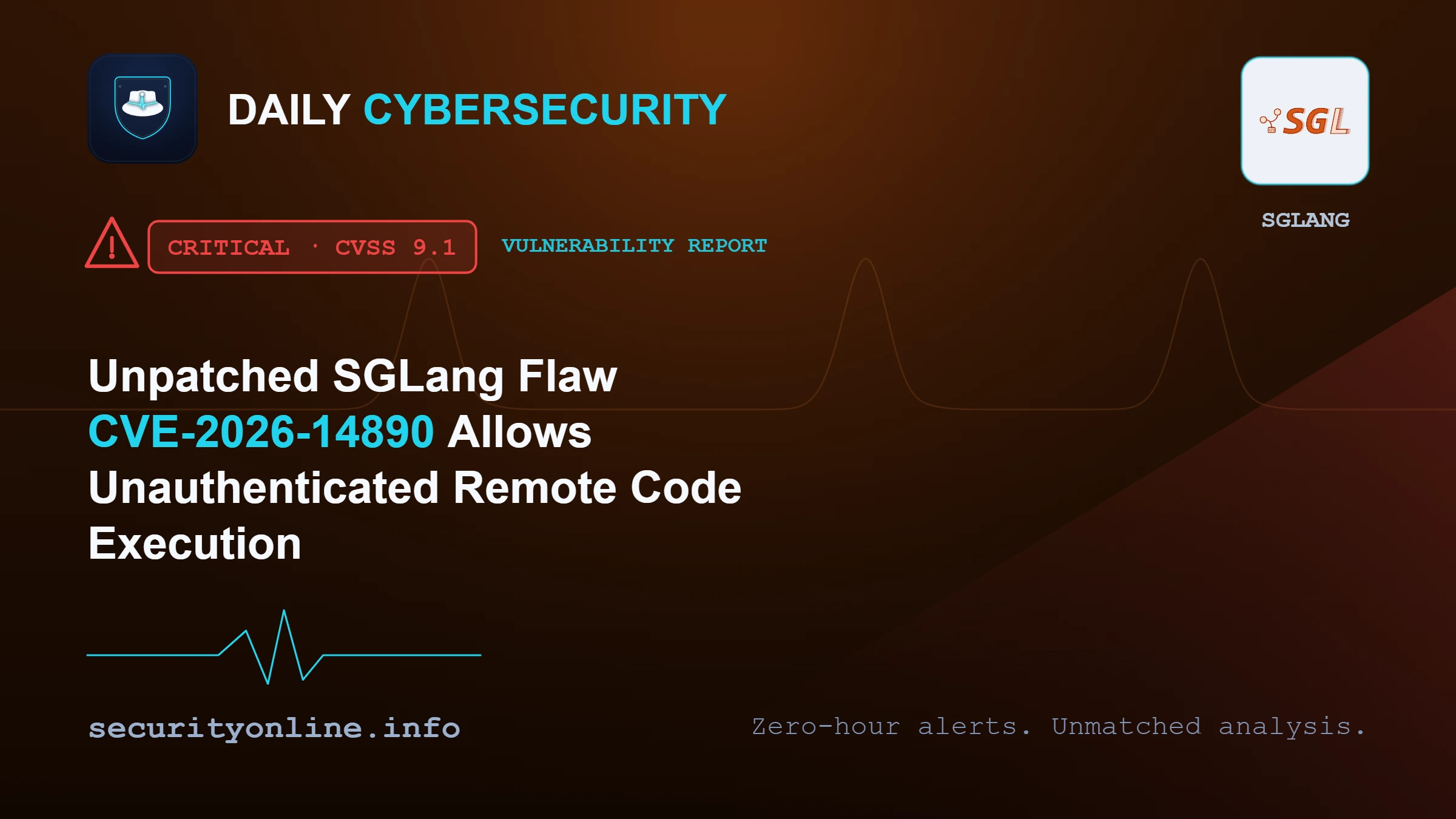 SGLang vulnerability CVE-2026-14890 enabling unauthenticated remote code execution via pickle deserialization