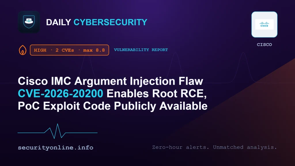 Cisco IMC vulnerabilities CVE-2026-20200 and CVE-2026-20288 enabling remote code execution as root