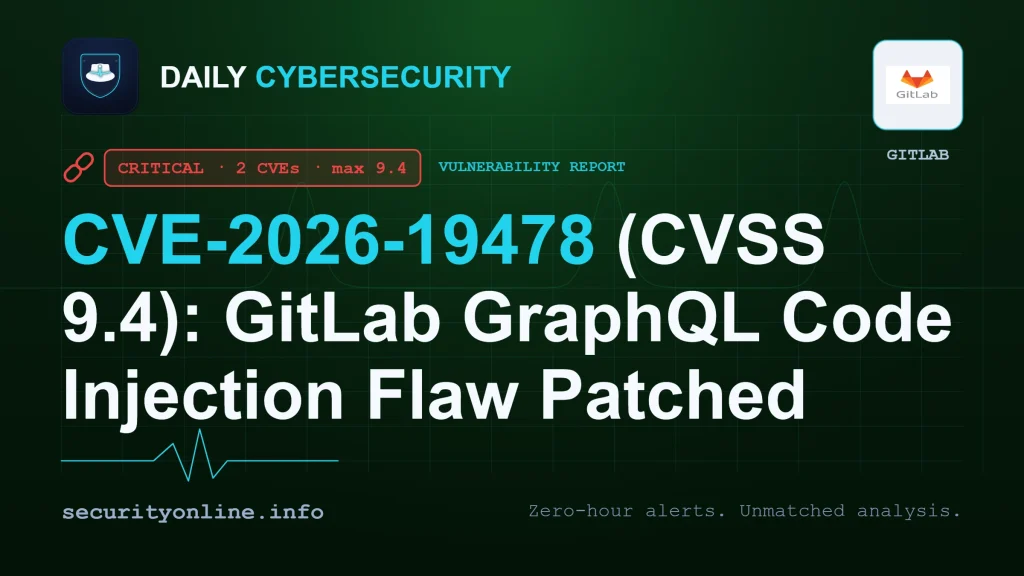 CVE-2026-19478 GitLab GraphQL code injection vulnerability CVSS 9.4 patch release CVE-2026-19650 CSRF