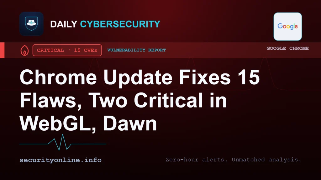 Chrome security update patching 15 vulnerabilities including critical WebGL and Dawn buffer overflow flaws