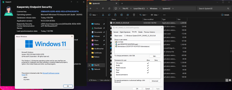 Hacker coding the HardBreacher exploit aiming at a Kaspersky Endpoint Security interface process