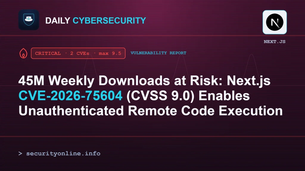 Next.js vulnerability enabling unauthenticated remote code execution, CVE-2026-75604 CVSS 9.0 critical flaw affecting 45M weekly downloads