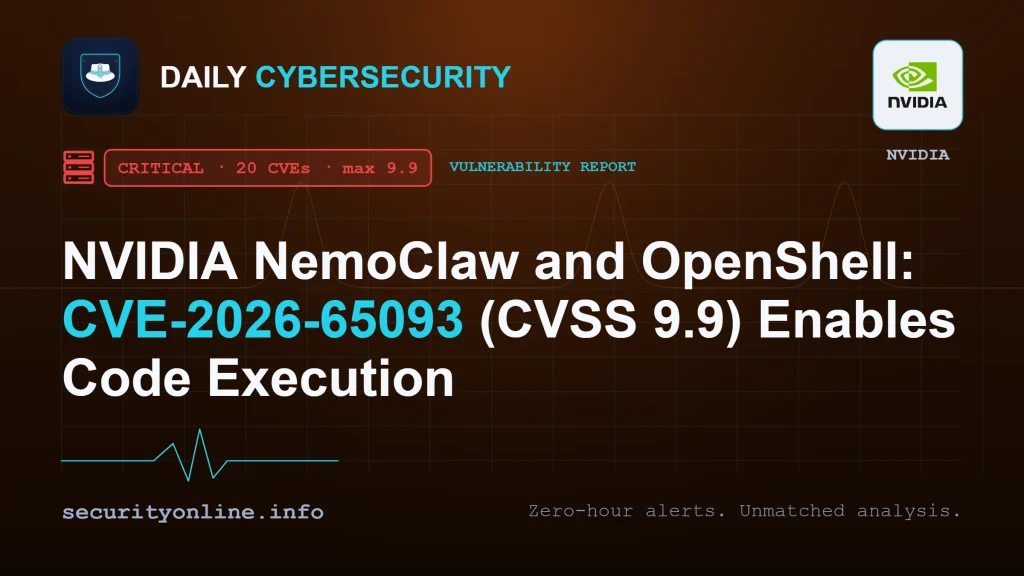 NVIDIA NemoClaw and OpenShell vulnerabilities enabling code execution, CVE-2026-65093 CVSS 9.9 critical sandbox escape flaw