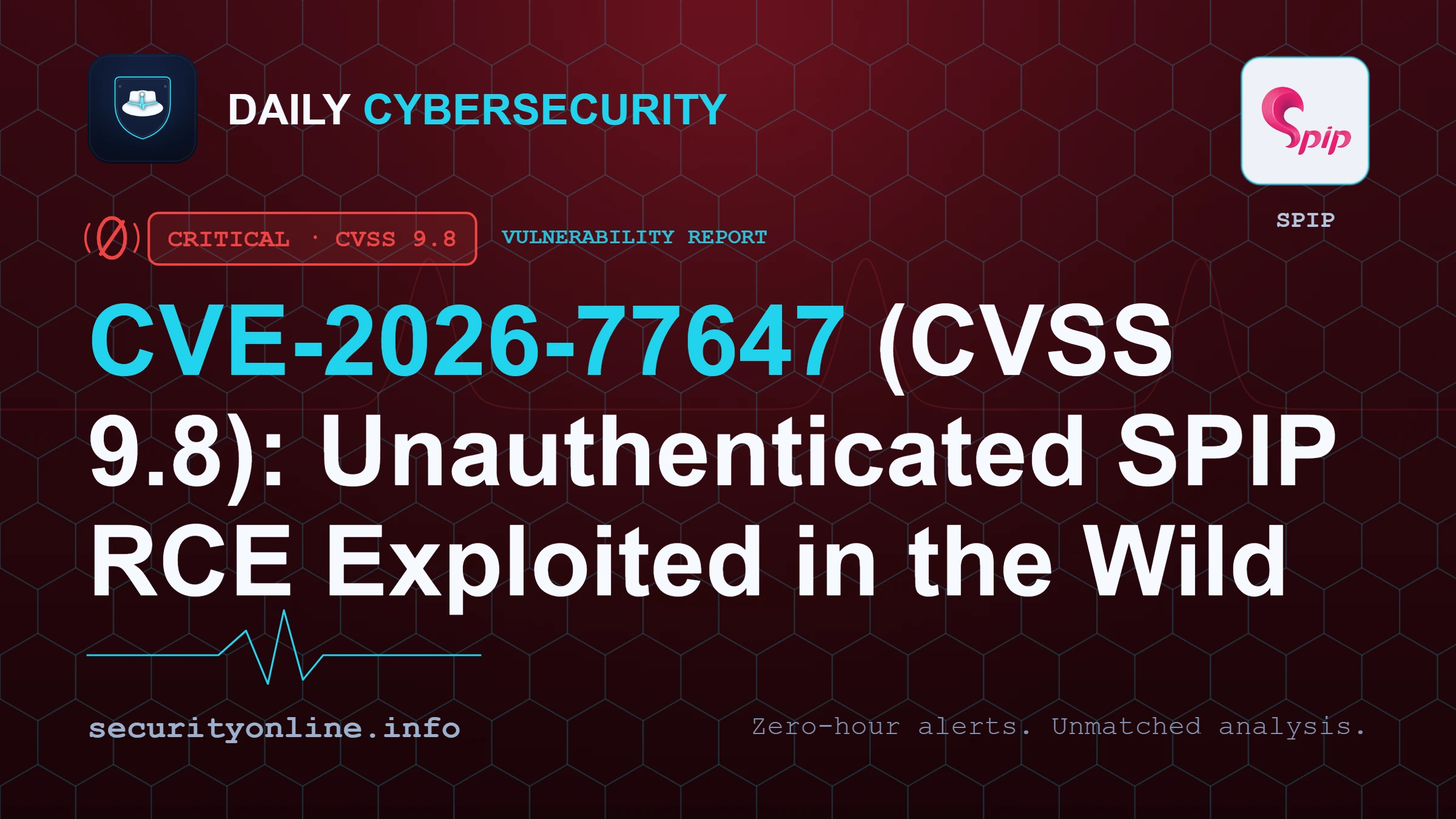 CVE-2026-77647 (CVSS 9.8): Unauthenticated SPIP RCE Exploited in the Wild