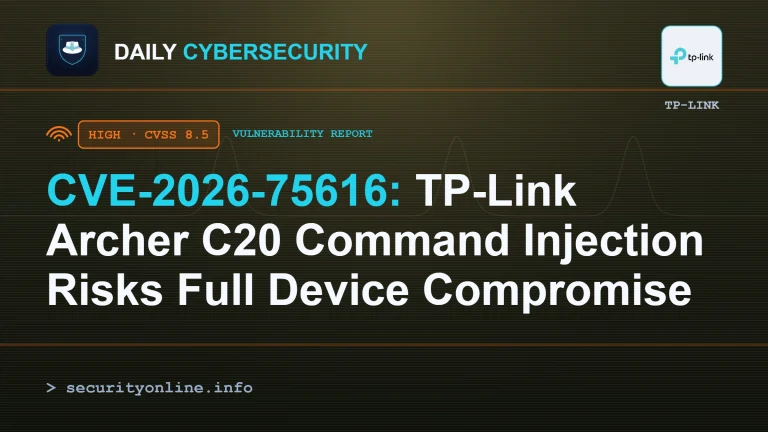 TP-Link Archer C20 command injection vulnerability CVE-2026-75616 full device compromise firmware advisory