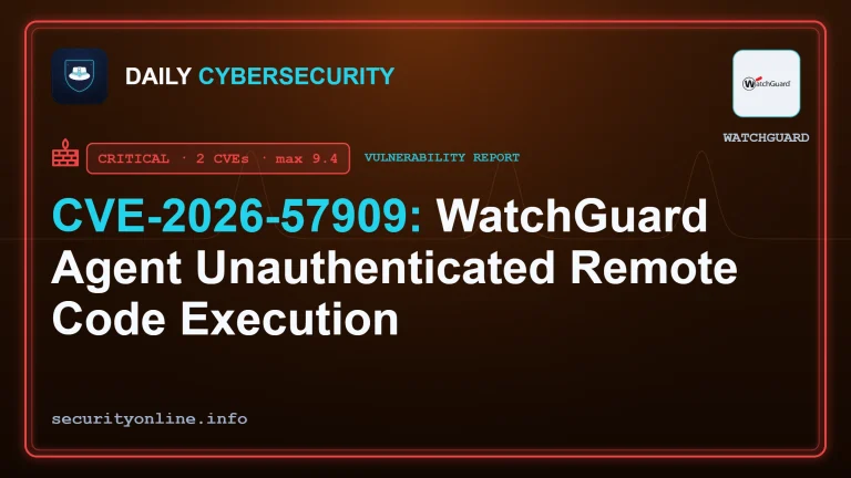 WatchGuard Agent vulnerability enabling unauthenticated remote code execution, CVE-2026-57909 path traversal critical flaw
