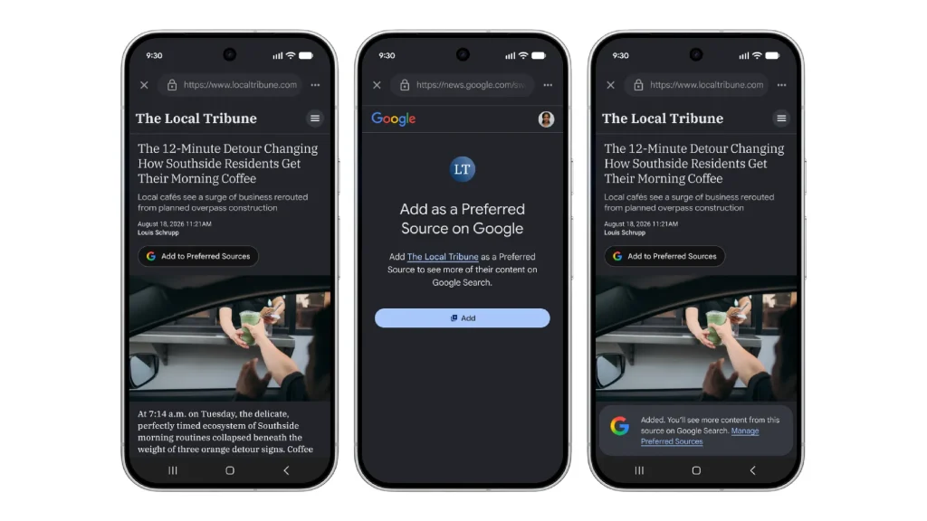 Google Preferred Sources button and Gemini AI integration transforming Discover feed SEO strategies